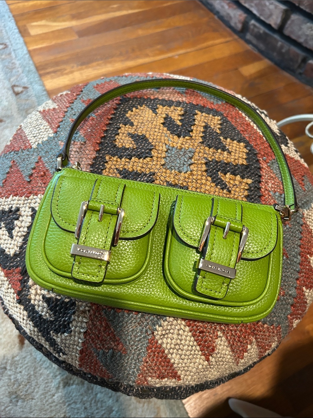 Michael Kors Lime Green Pebbled Leather Mini Shoulder Bag
